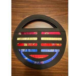 Vintage Nolita oriental design round bag purse brocade handbag